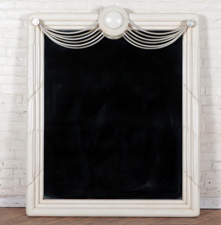 LARGE WHITE MIRROR SILVER DETAIL CIRCA 1980 (1 of 4)