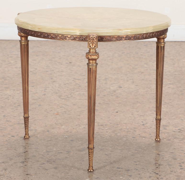 FRENCH BRASS ONYX COFFEE TABLE OR END TABLE 1950 (1 of 5)