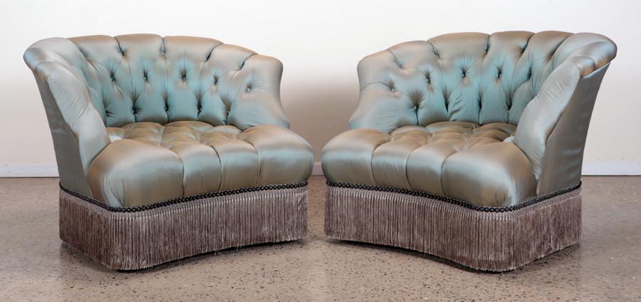 PAIR OF TURKISH STYLE UPHOLSTERED CHAIRS MARGE CARSON (1 of 7)