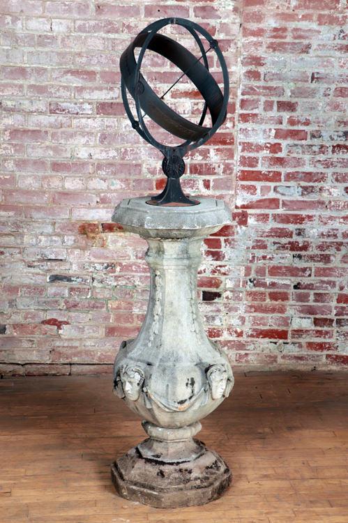 BRONZE SUNDIAL RESTING ON LIMESTONE STANDARD (1 of 9)