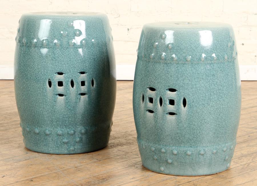 PAIR CHINESE GLAZED PORCELAIN GARDEN SEATS (1 of 6)