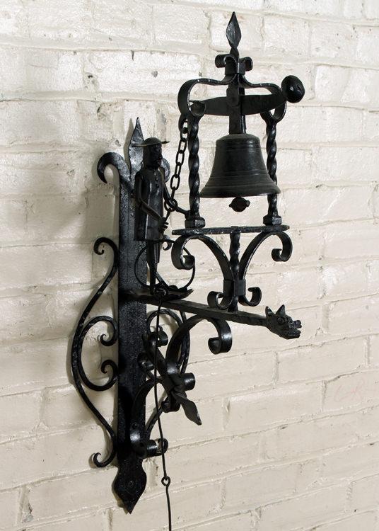WROUGHT IRON BELL RINGER WITH FIGURE (1 of 6)