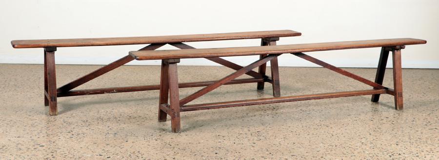 PAIR FRENCH 19TH C. BENCHES ARCHITECTURAL FORM (1 of 5)