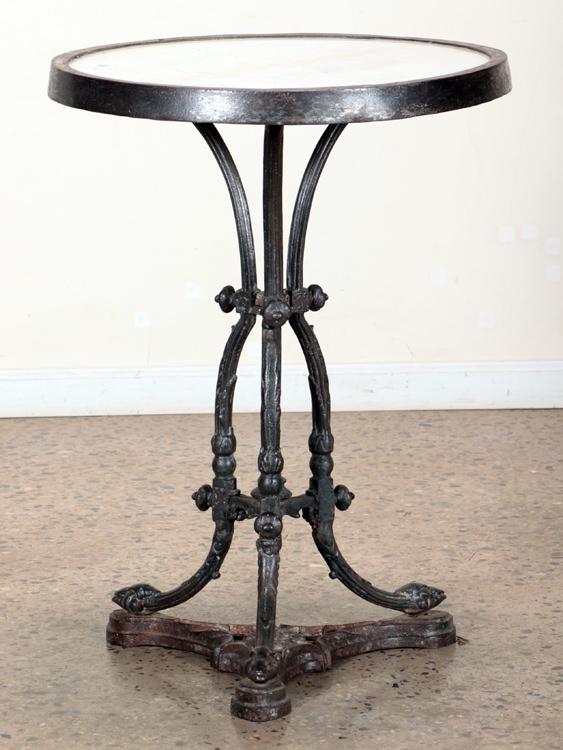 PETITE CAST IRON MARBLE TOP GARDEN TABLE (1 of 4)