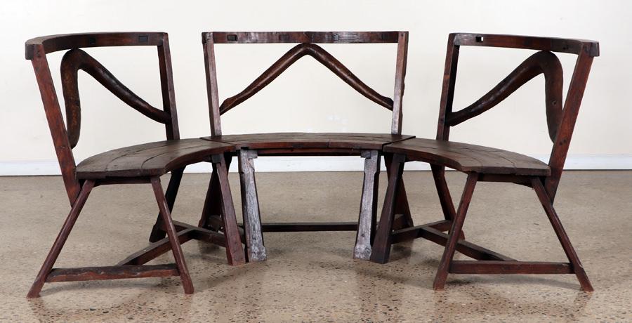 SET 3 UNUSUAL ADIRONDACK STYLE CURVED BENCHES (1 of 6)