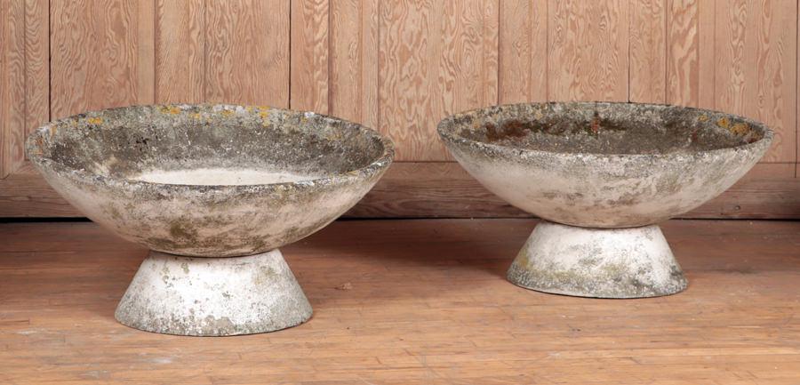 PAIR CAST STONE FRENCH PLANTERS BY WILLY GUHL 197 (1 of 6)