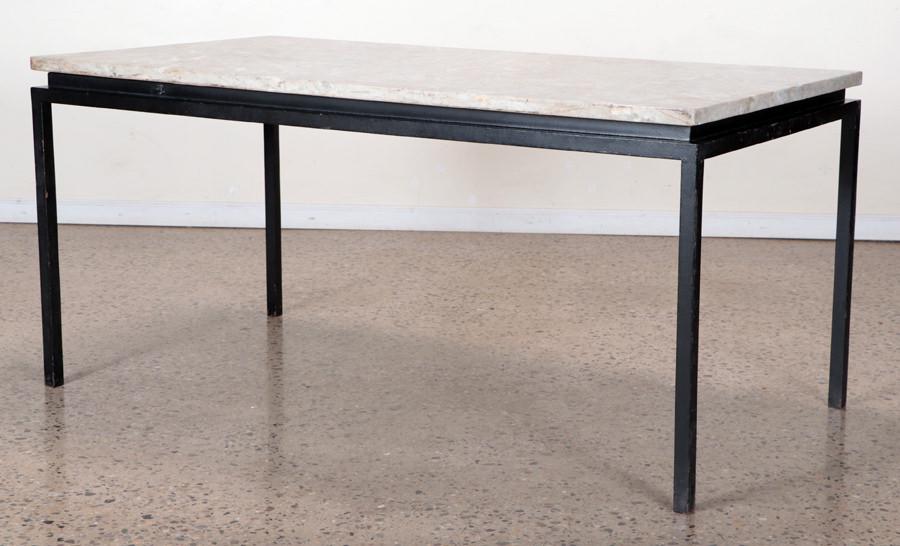 For Auction ITALIAN MODERNIST IRON MARBLE PATIO TABLE C.1960 (1110
