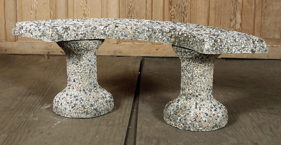 MID CENTURY MODERN CURVED STONE BENCH (1 of 5)