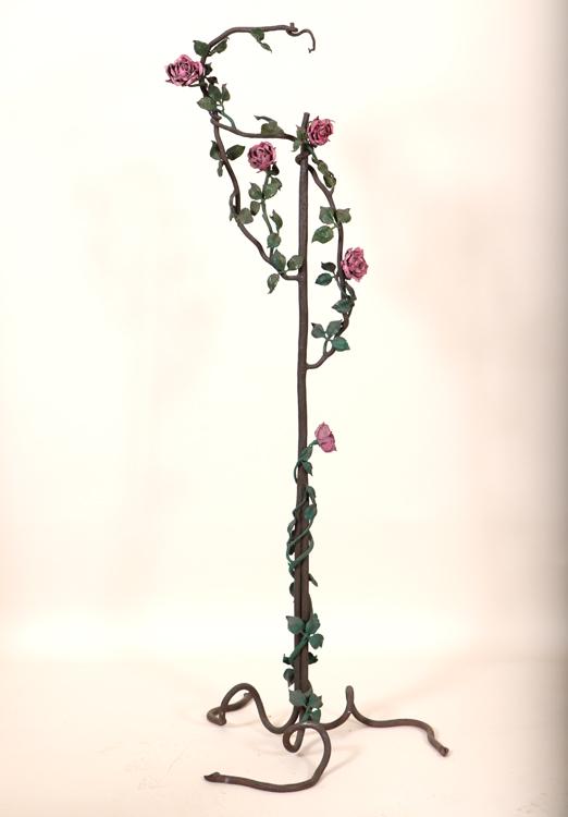 CONTINENTAL WROUGHT IRON FLOOR LAMP ROSE VINE (1 of 6)