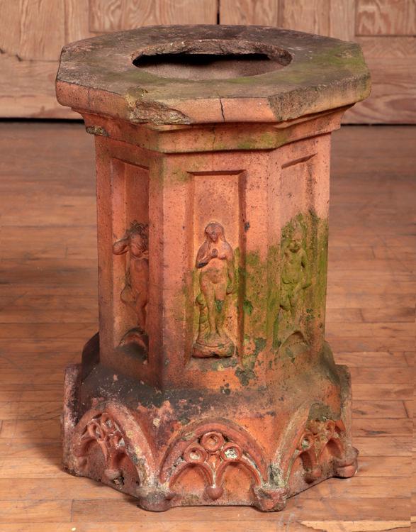 TERRACOTTA FIGURAL PEDESTAL GOTHIC STYLE C.1900 (1 of 4)