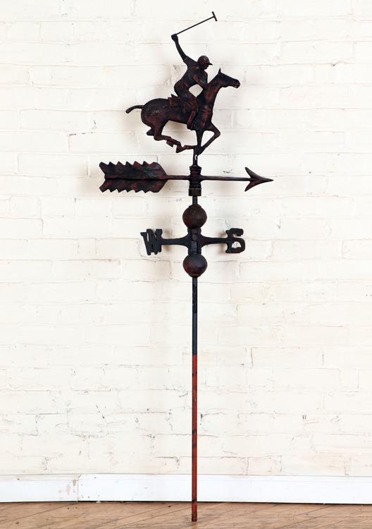 CAST IRON WEATHERVANE POLO PLAYER AND DIRECTIONAL (1 of 5)