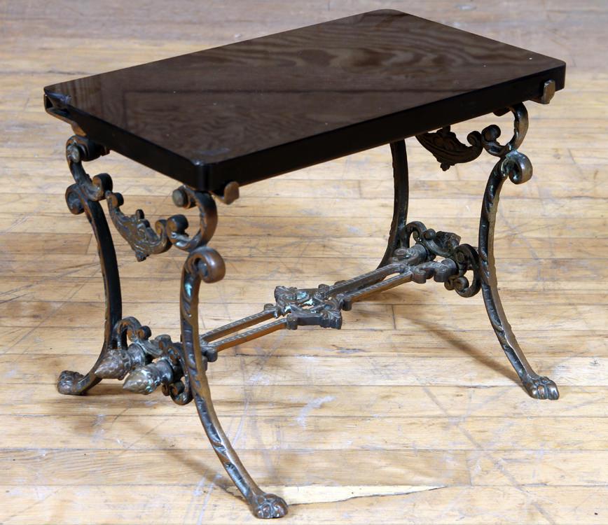 CAST IRON AND BLACK GLASS BAKERS TABLE (1 of 4)