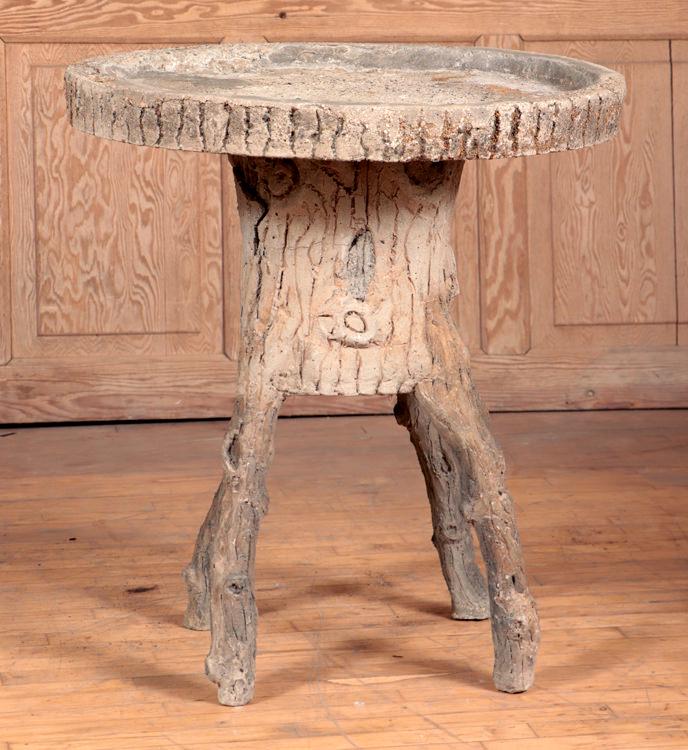 FRENCH 2-PART CAST STONE FAUX BOIS BIRDBATH C.195 (1 of 4)