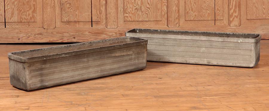 PAIR FRENCH MODERNIST STYLE CAST STONE PLANTERS (1 of 5)