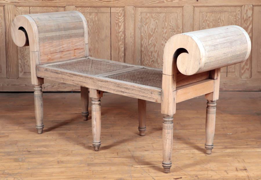 TEAK AND CANE GARDEN BENCH IN THE REGENCY STYLE (1 of 5)