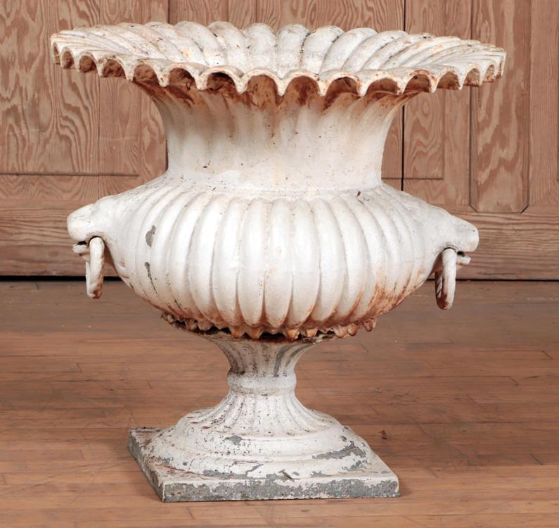 WOODBURY CAST IRON URN ON BASE LION RING HANDLES (1 of 5)