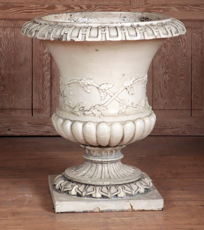 TWO 19TH CENT. ENGLISH GLAZED TERRACOTTA URNS (1 of 5)