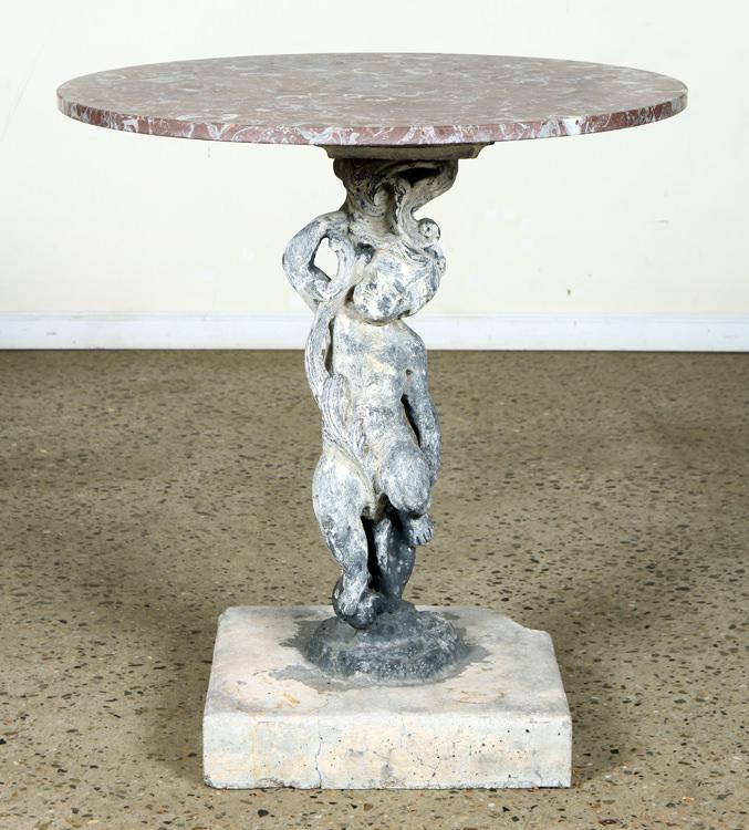 MARBLE TOP GARDEN TABLE LEAD PUTTI SUPPORT (1 of 4)