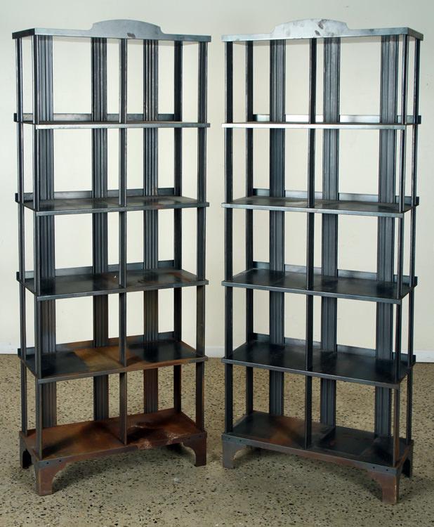 PAIR OF FRENCH IRON OPEN SHELVING UNITS (1 of 6)