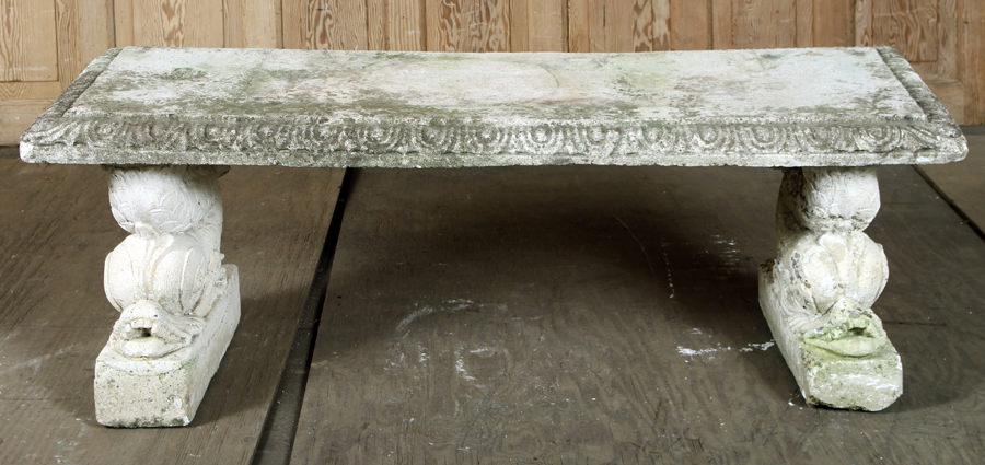 CAST STONE DOLPHIN FORM DOLPHIN BENCH (1 of 6)