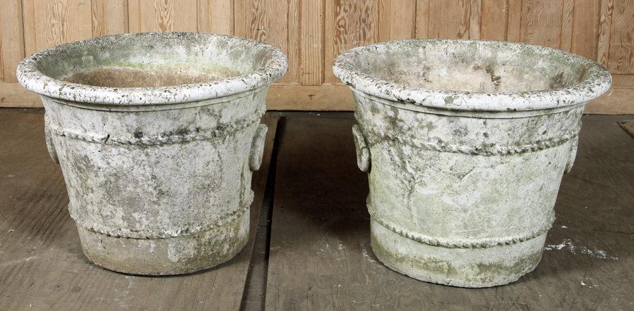PAIR NEOCLASSICAL STYLE CAST STONR PLANTERS (1 of 4)