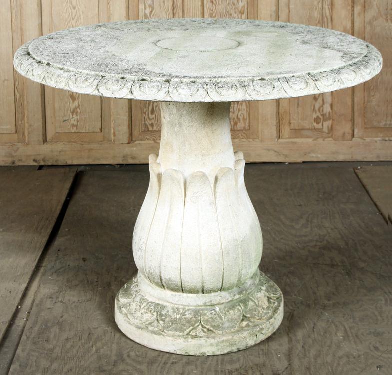 ROUND CAST STONE GARDEN TABLE LOTUS LEAF BASE (1 of 8)