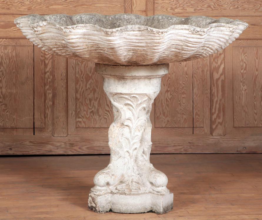 2-PART CAST STONE BIRDBATH DOLPHIN STANDARD 1940 (1 of 6)