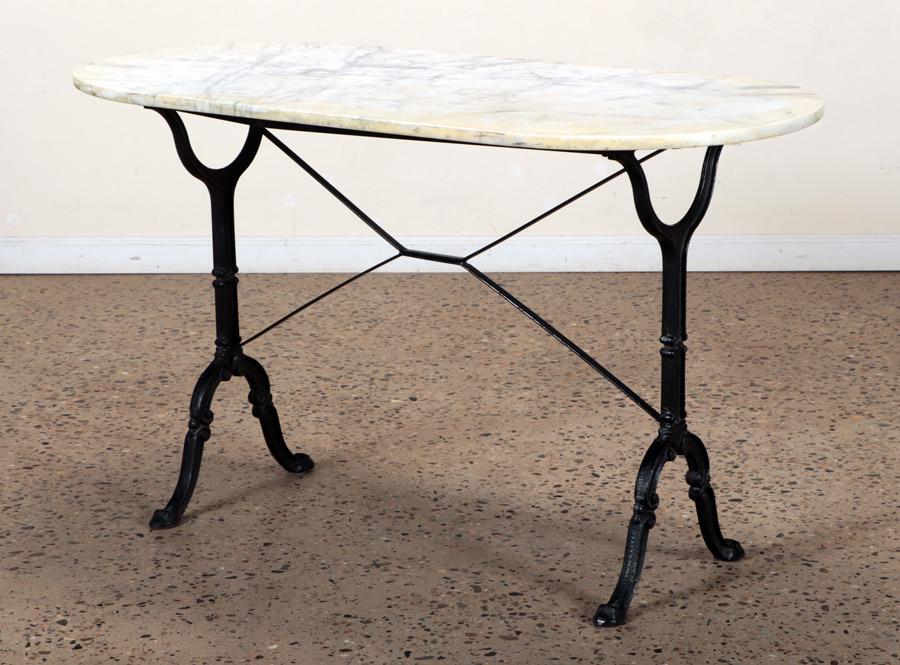 FRENCH CAST IRON AND MARBLE TOP BISTRO TABLE (1 of 5)