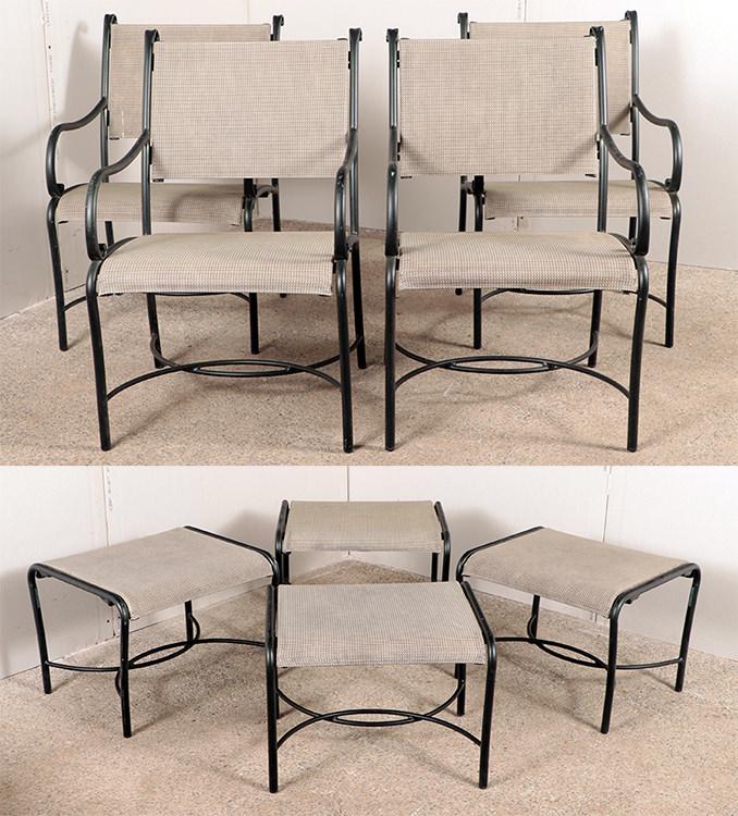 SET 4 BROWN JORDAN PATIO CHAIRS AND OTTOMANS (1 of 10)