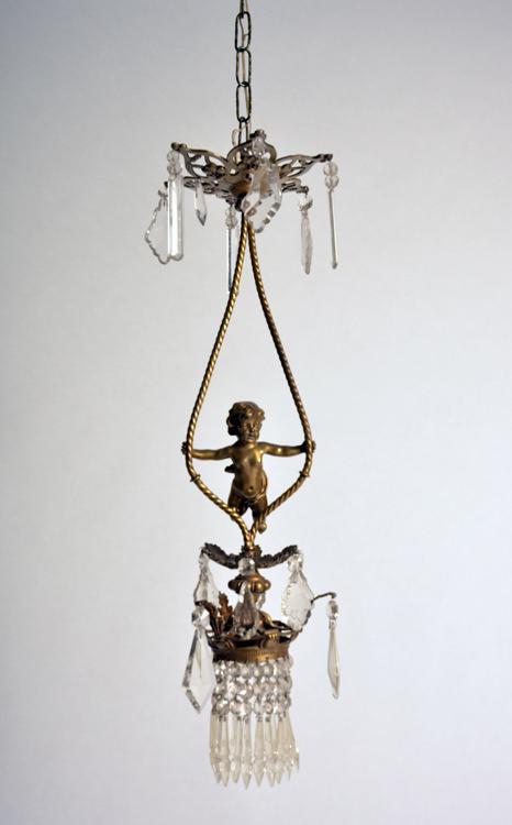BRONZE & CRYSTAL CHERUB C. 1940 (1 of 9)