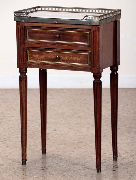 FRENCH MAHOGANY MARBLE TOP NIGHT STAND C.1940 (1 of 5)
