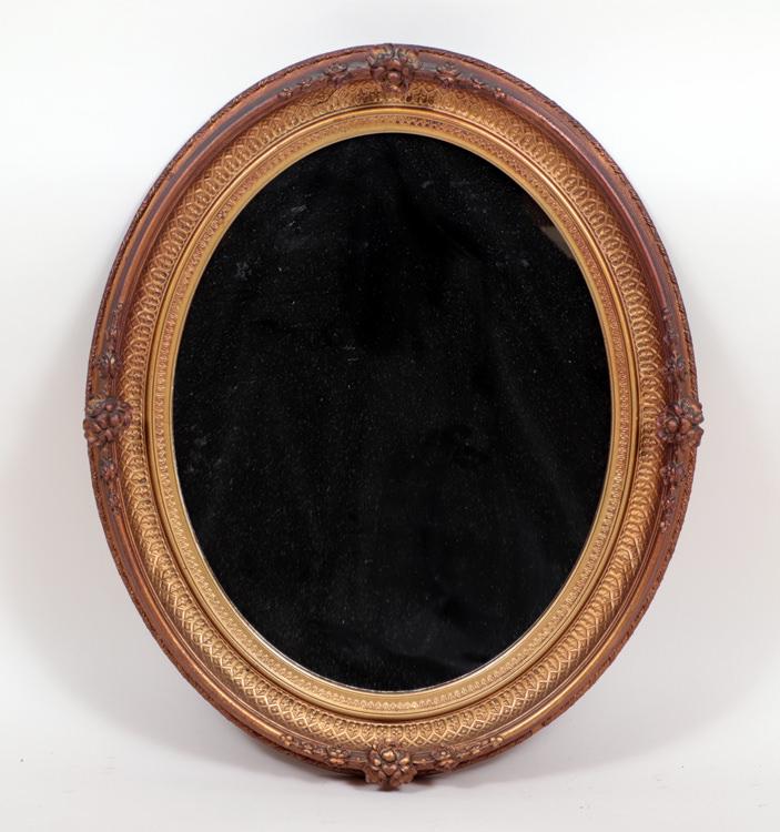 GILT WOOD & GESSO OVAL MIRROR C. 1920 (1 of 4)