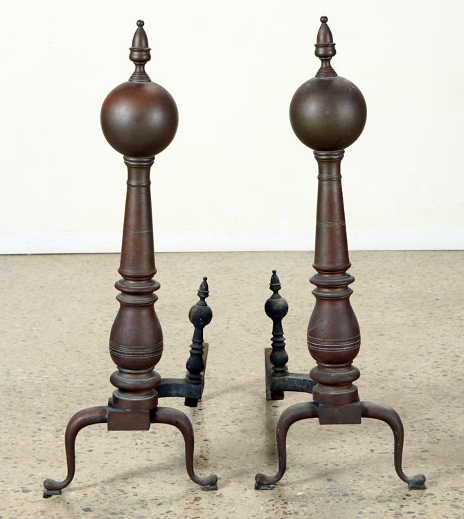 MONUMENTAL PAIR 19TH CENTURY BRONZE ANDIRONS (1 of 5)