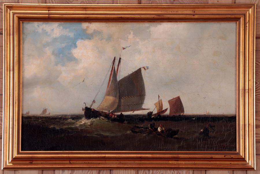 FRANKLIN DULLIN BRISCOE BOATS OIL ON CANVAS SIGNED (1 of 6)