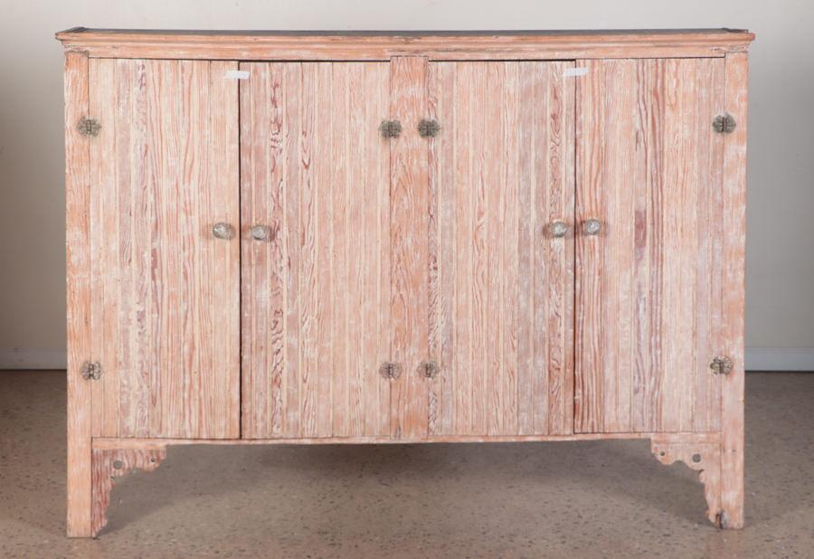 19TH CENTURY PAINTED PINE FOUR DOOR CUPBOARD (1 of 7)