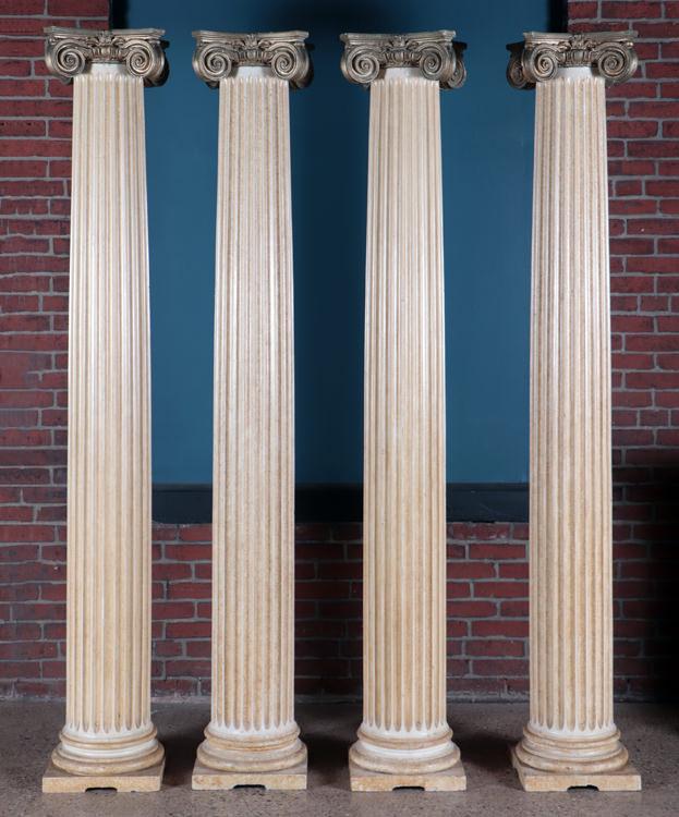 SET 4 CLASSICAL FLUTED WOOD COLUMNS GESSO CAPTIALS (1 of 4)