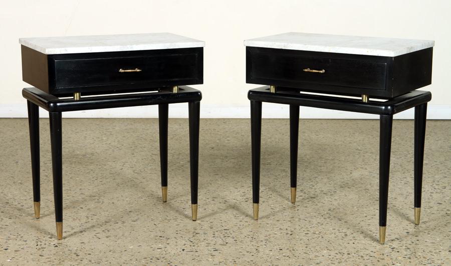 PAIR OF MARBLE TOP NIGHTSTANDS C. 1950 (1 of 5)