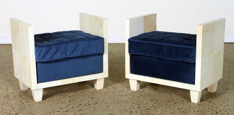 PAIR OF PARCHMENT BENCHES MANNER JEAN-MICHEL FRANK (1 of 4)