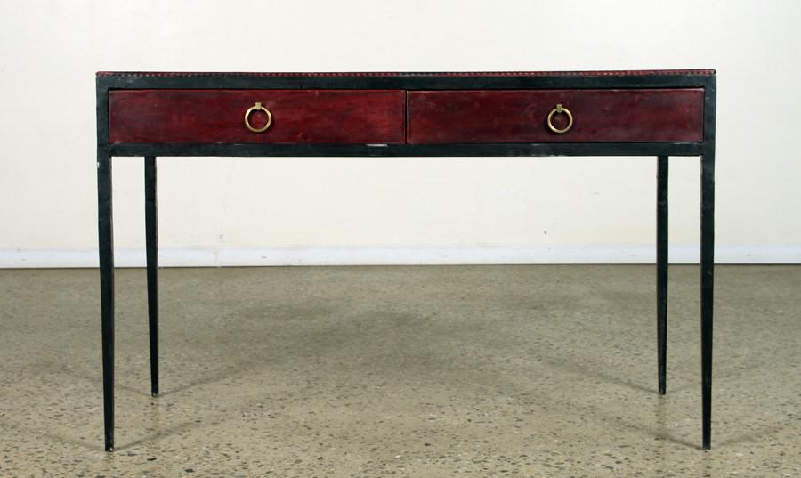 IRON LEATHER DESK MANNER OF JEAN-MICHEL FRANK (1 of 5)