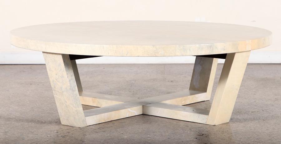 LARGE ROUND PARCHMENT COVERED COFFEE TABLE (1 of 4)