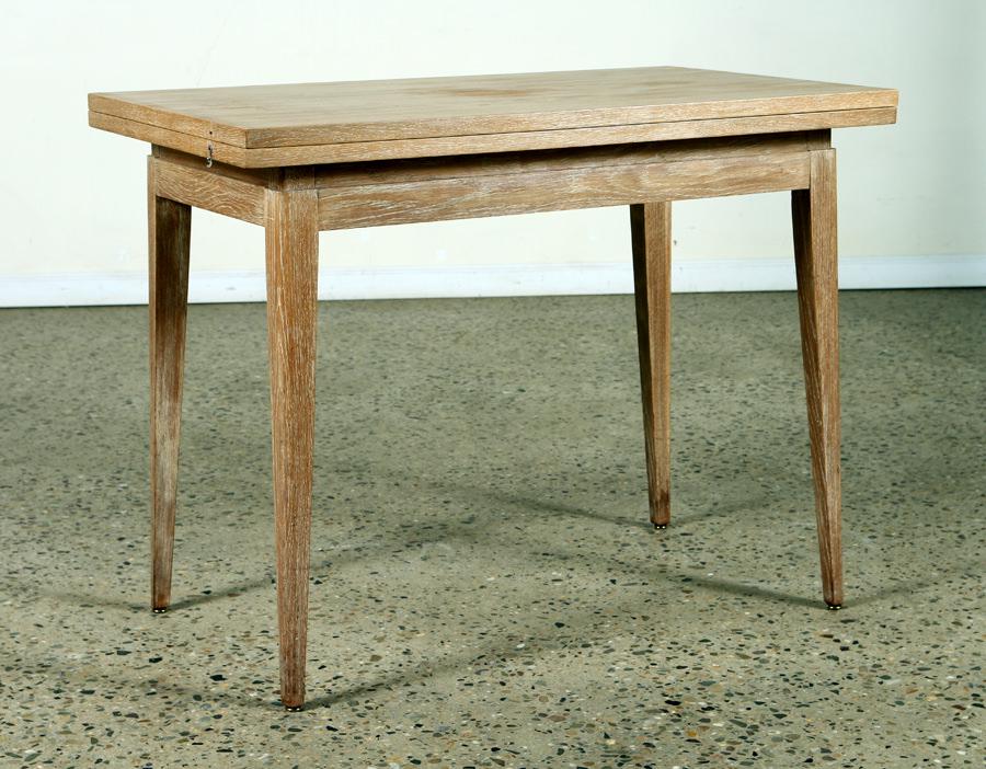 FRENCH FLIP TOP CERUSED OAK GAMES TABLE C. 1945 (1 of 4)