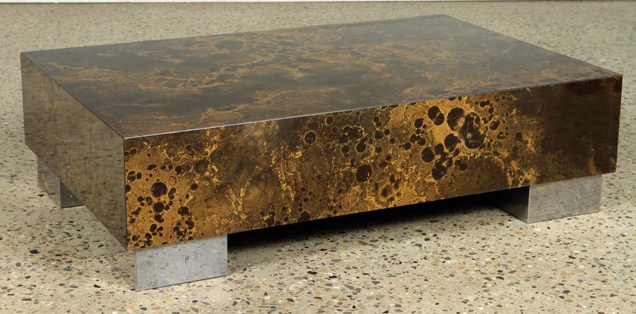 FRENCH LACQUERED COFFEE TABLE C. 1970 CHROMED FEET (1 of 4)