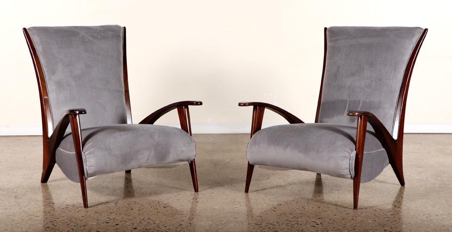 PAIR MAHOGANY ARM CHAIRS MANNER ICO PARISI C.1950 (1 of 7)