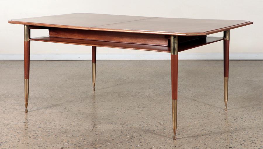 WALNUT AND BRASS DINING TABLE CIRCA 1965 (1 of 5)