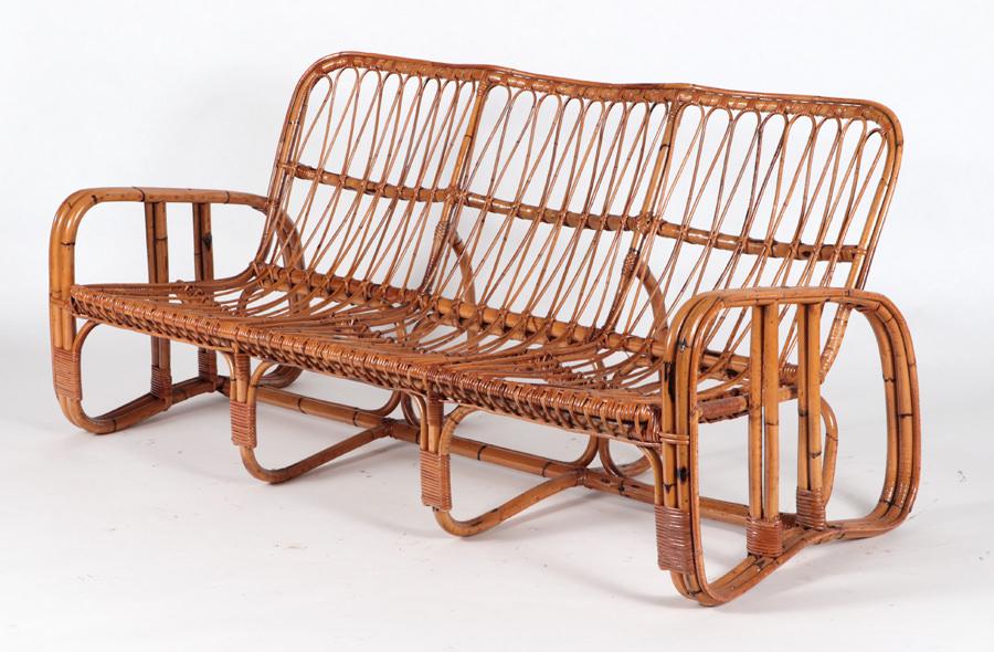 MID CENTURY MODERN ITALIAN RATTAN 3-SEAT SOFA (1 of 6)