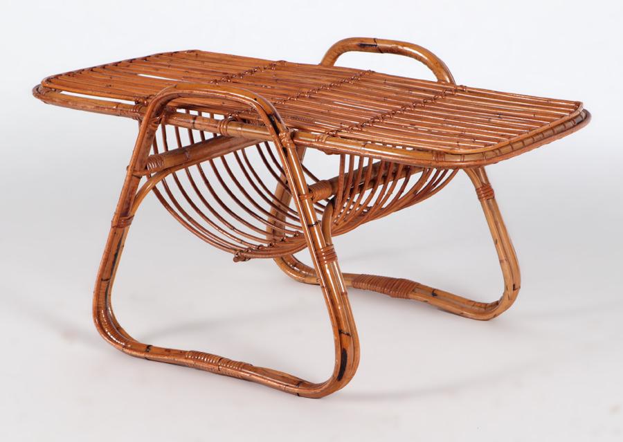 FRENCH RATTAN COFFEE TABLE CIRCA 1950 (1 of 5)