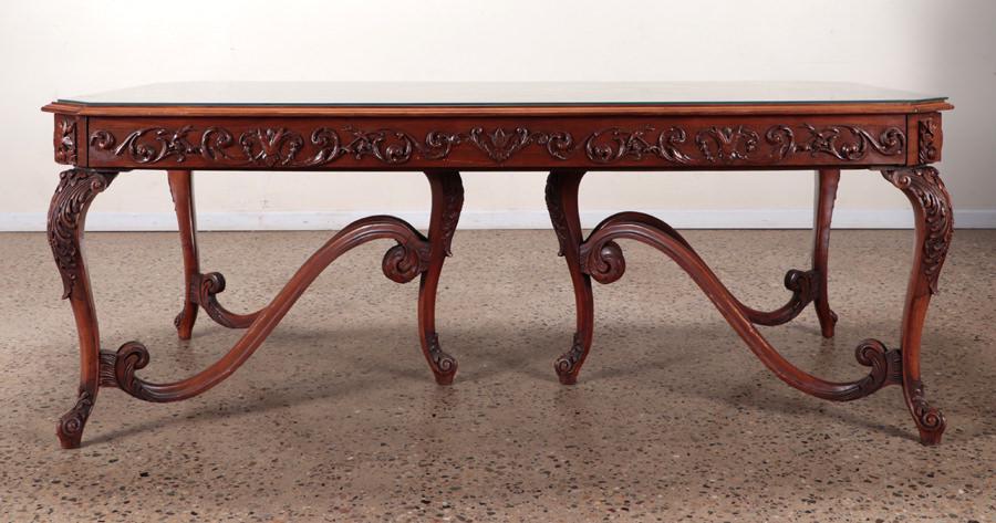 CARVED AND INLAID DINING TABLE CIRCA 1920 (1 of 6)