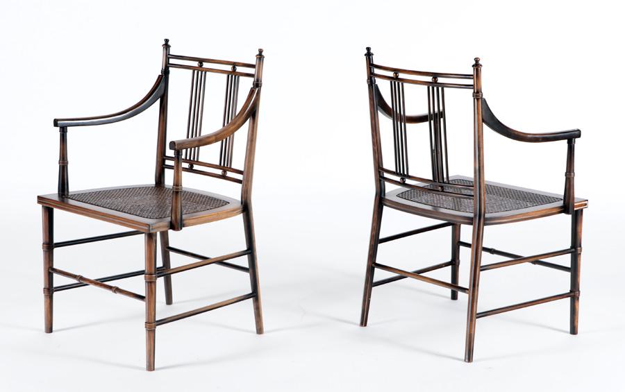 PAIR ENGLISH REGENCY STYLE CHAIRS BAMBOO TURNINGS (1 of 6)