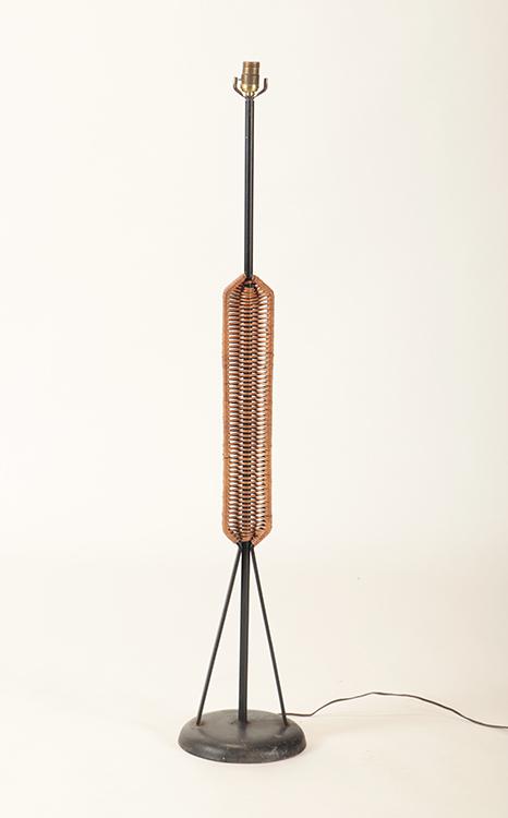 FRENCH IRON RATTAN FLOOR LAMP CIRCA 1950 (1 of 4)