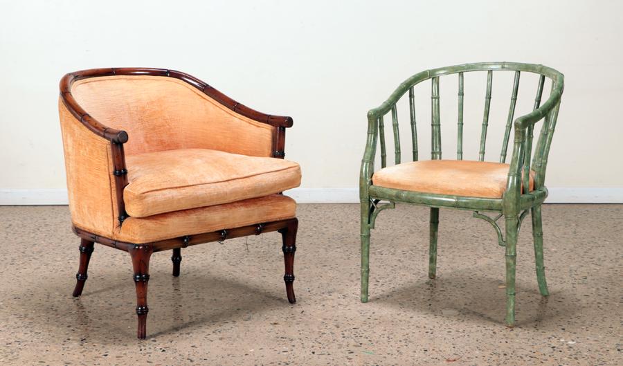 A LOT OF TWO FAUX BAMBOO ARM CHAIRS CIRCA 1960 (1 of 6)